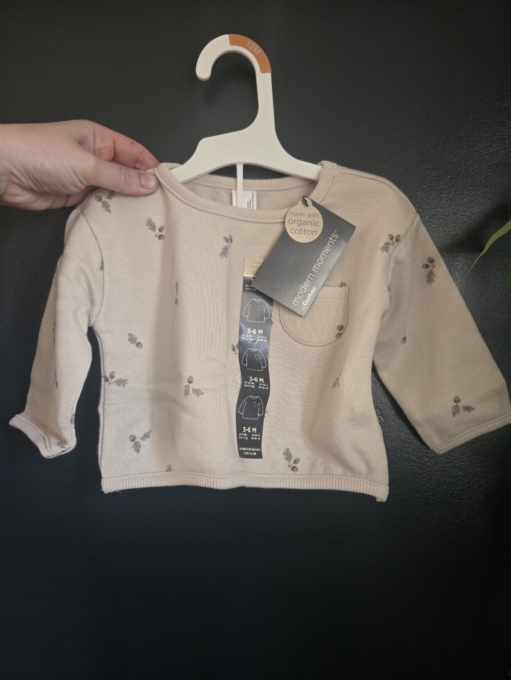 Modern Moments Cream Long Sleeve Floral Pocket Tee Nwt 3-6 Months